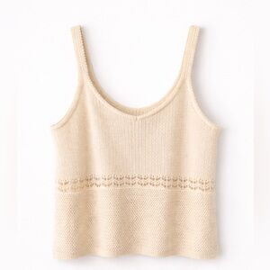 Old Navy Cream Knit Tank Top XL | Cottagecore Lace Trim Sweater Tank